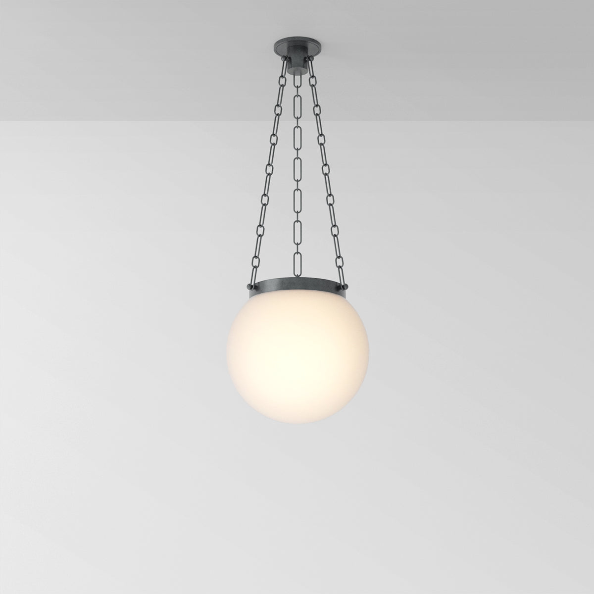 Helio 16 Pendant Light in Aged Pewter Opal Glass Pendant Lights