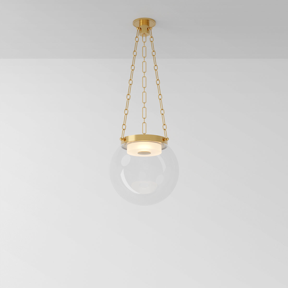 Helio 16 Pendant Light in Brass Clear Glass Pendant Lights