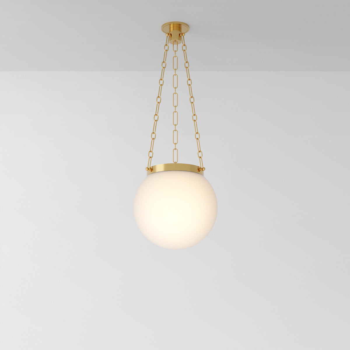 Helio 16 Pendant Light in Brass Opal Glass Pendant Lights