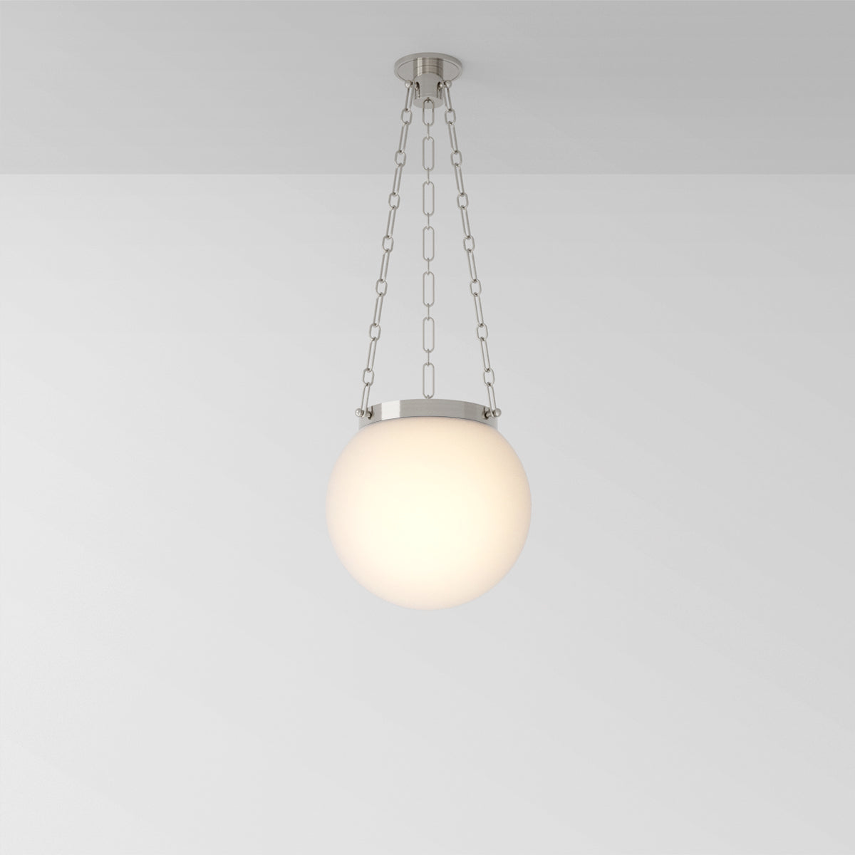 Helio 16 Pendant Light in Brushed Nickel Opal Glass Pendant Lights