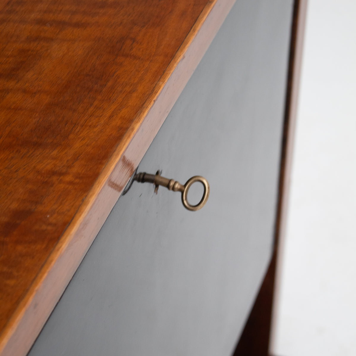 Art Deco Wooden Cabinet with Black Lacquered Door