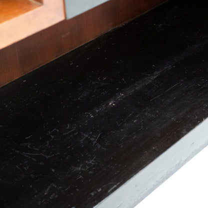 Art Deco Wooden Cabinet with Black Lacquered Door
