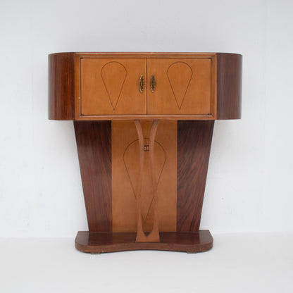 Art Deco Walnut Console with Inlay Details