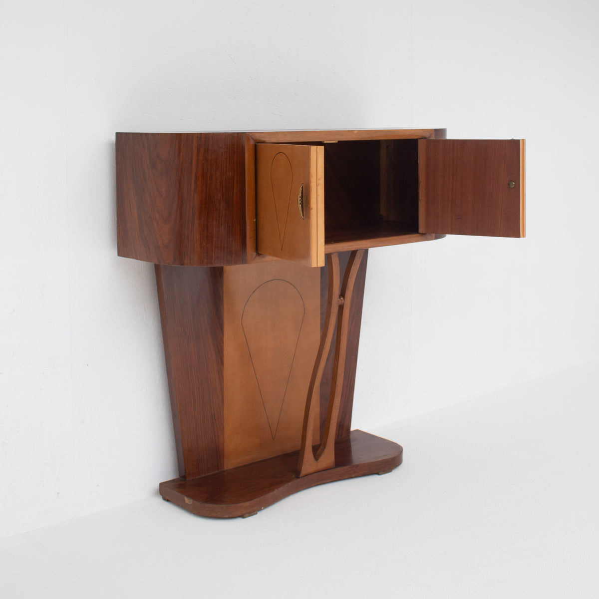 Art Deco Walnut Console with Inlay Details