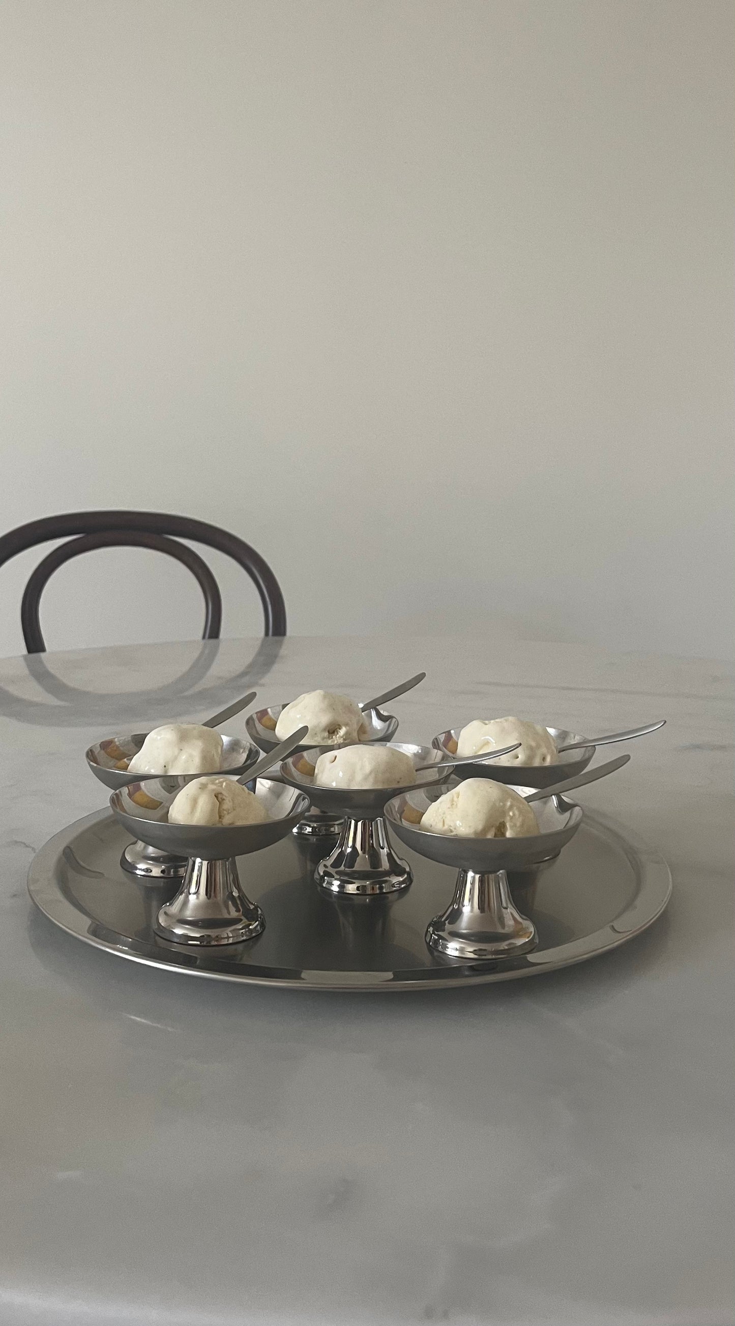 Steel Ice Cream Cups on Tray by Guy Degrenne