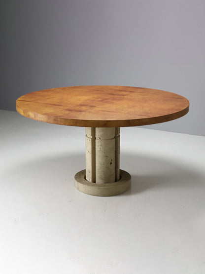 Italian Dining Table In Burlwood & Travertine Dining Tables