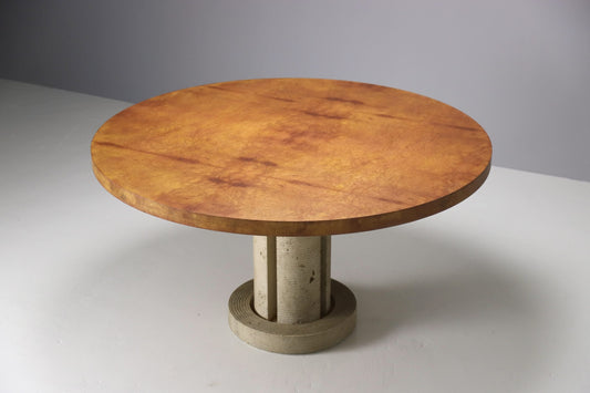 Italian Dining Table In Burlwood & Travertine Dining Tables