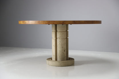Italian Dining Table In Burlwood & Travertine Dining Tables