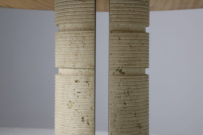 Italian Dining Table In Burlwood & Travertine Dining Tables