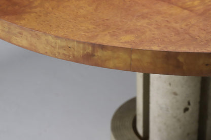 Italian Dining Table In Burlwood & Travertine Dining Tables