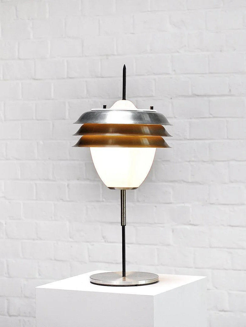 1960s Italian Table Lamp, Opal Glass and Metal Table Lamps