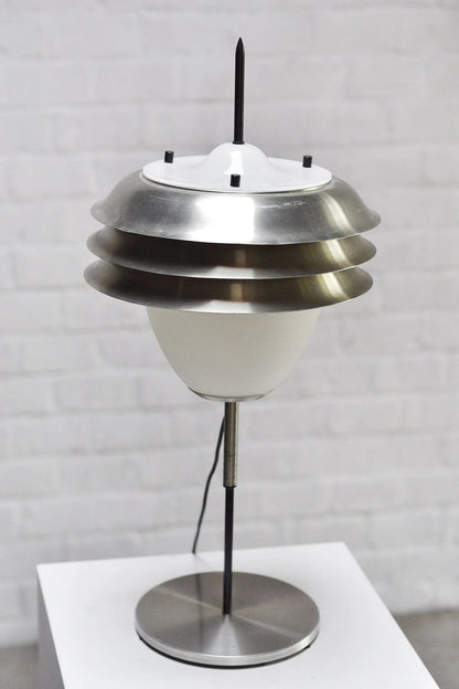 1960s Italian Table Lamp, Opal Glass and Metal Table Lamps