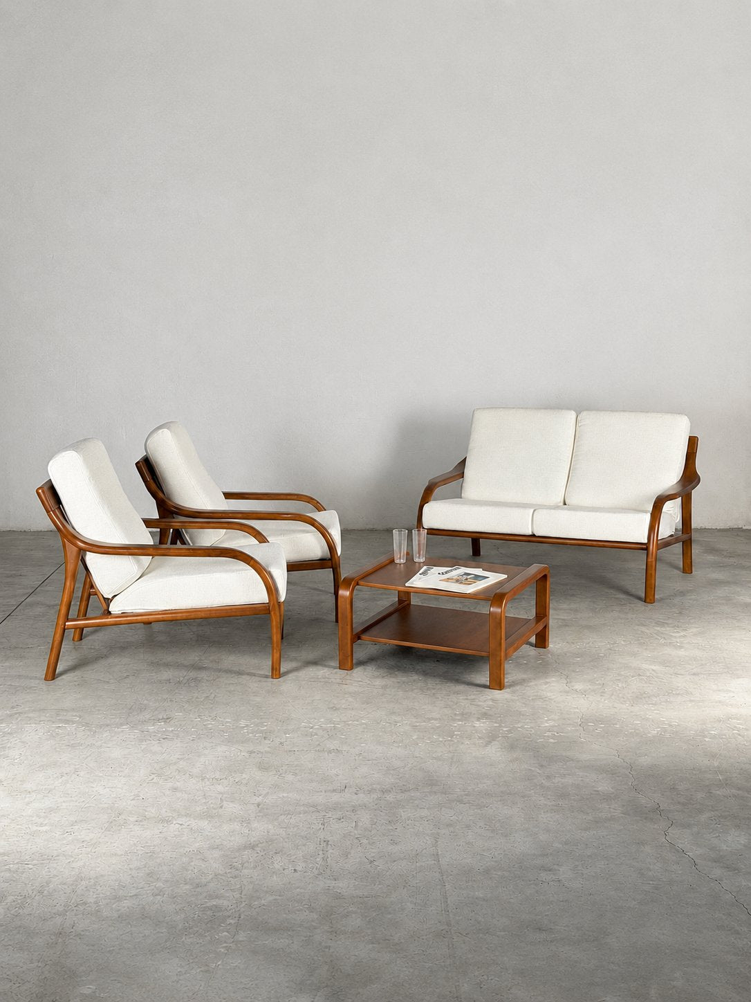 Italian Modernist Ash Wood Outdoor Lounge Set, Fully Restored, Italy, 1970s Sofas
