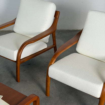 Italian Modernist Ash Wood Outdoor Lounge Set, Fully Restored, Italy, 1970s Sofas