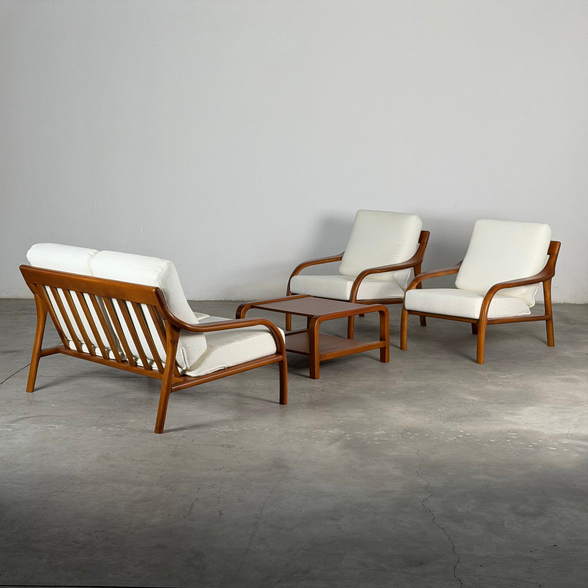 Italian Modernist Ash Wood Outdoor Lounge Set, Fully Restored, Italy, 1970s Sofas