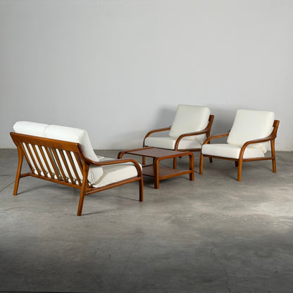 Italian Modernist Ash Wood Outdoor Lounge Set, Fully Restored, Italy, 1970s Sofas