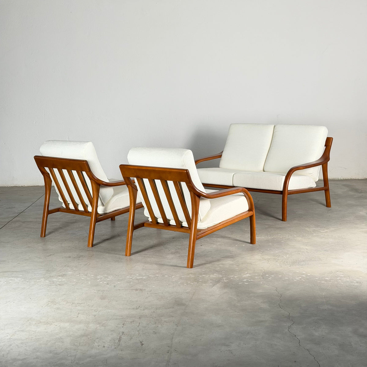 Italian Modernist Ash Wood Outdoor Lounge Set, Fully Restored, Italy, 1970s Sofas