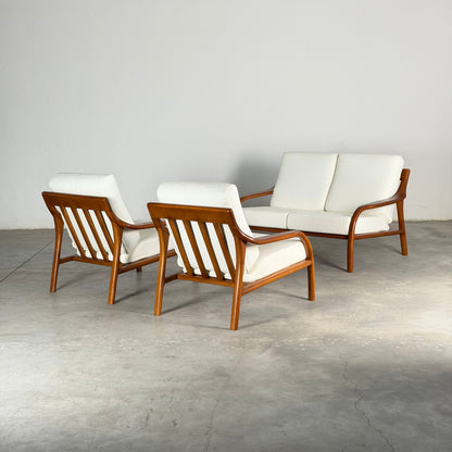 Italian Modernist Ash Wood Outdoor Lounge Set, Fully Restored, Italy, 1970s Sofas