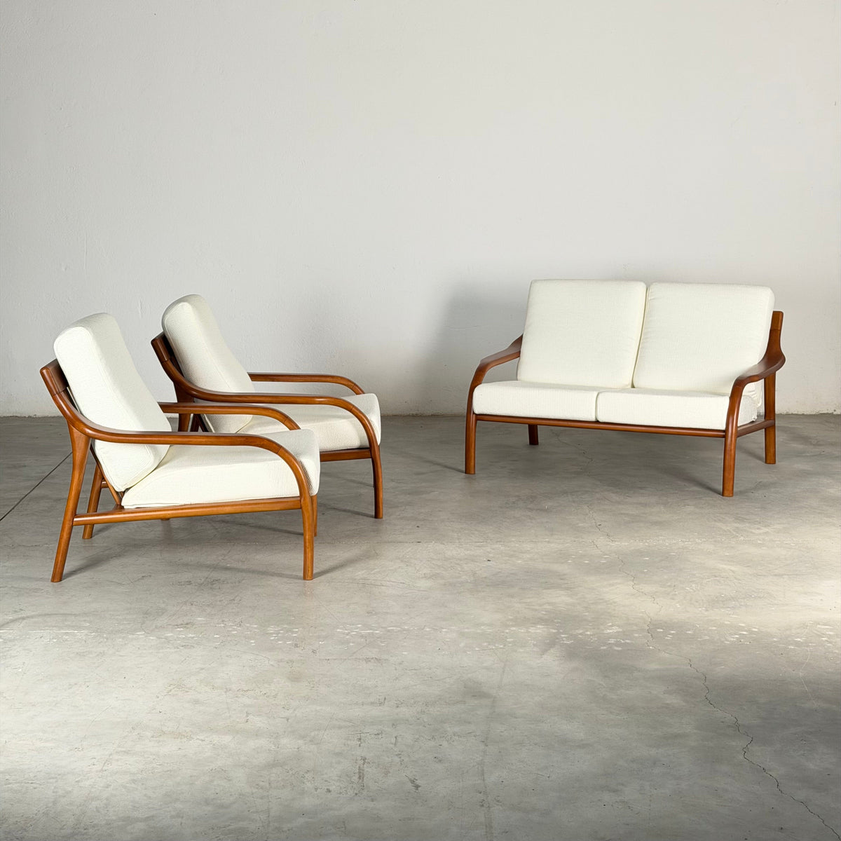 Italian Modernist Ash Wood Outdoor Lounge Set, Fully Restored, Italy, 1970s Sofas