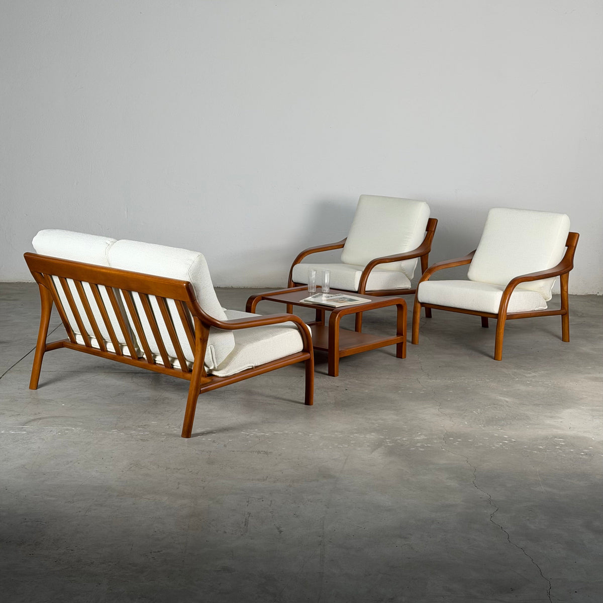 Italian Modernist Ash Wood Outdoor Lounge Set, Fully Restored, Italy, 1970s Sofas
