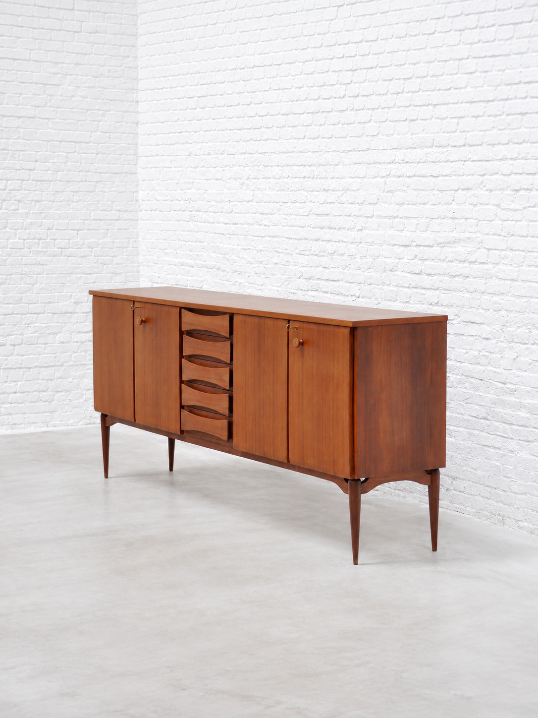 1960s Attributed to Vittorio Dassi Italian Modernist Sideboard, Teak Sideboards