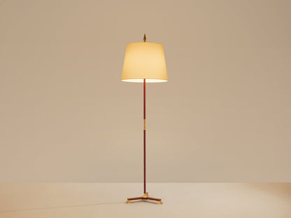 Jacques Adnet Pique Sellier Red Leather Brass Floor Lamp 1950 Floor Lamps