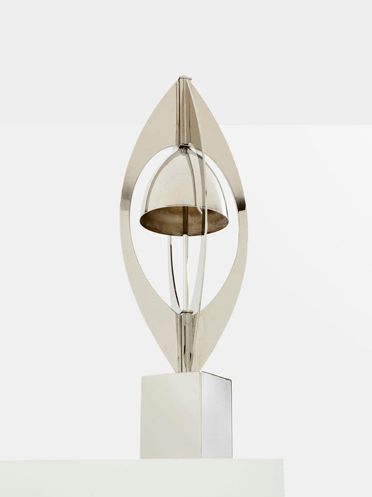 Jacques Charles for Maison Charles Ogive Nickel Metal Lamp 1965 Table Lamps
