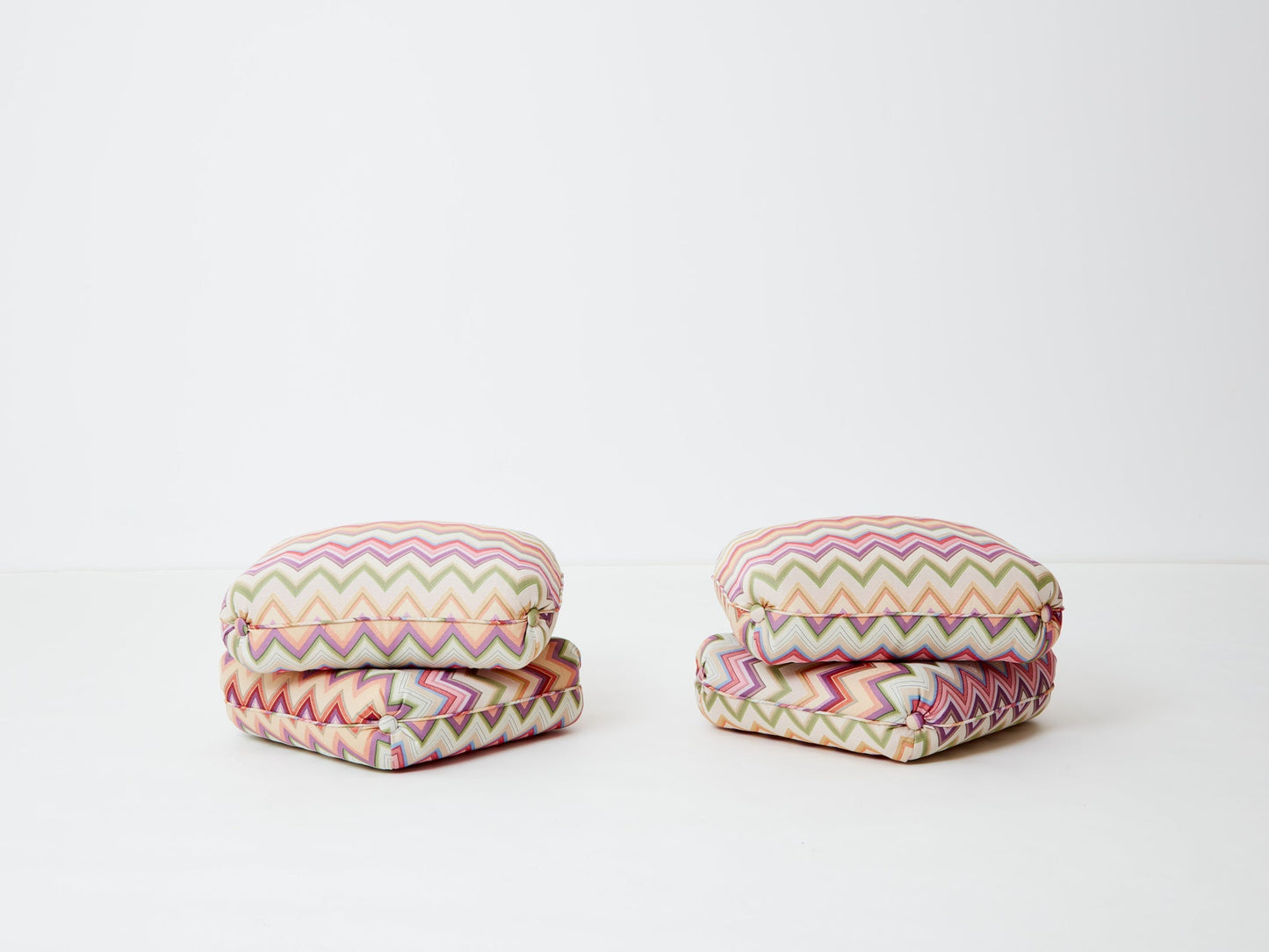 Jacques Charpentier for Maison Jansen Pair of Ottomans, Missoni Upholstery, 1970s Ottomans