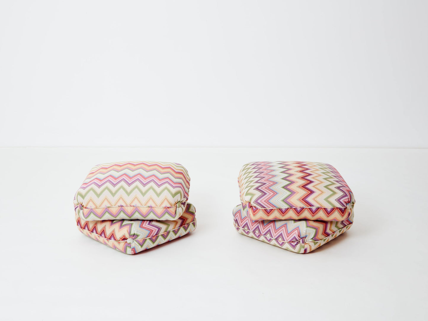 Jacques Charpentier for Maison Jansen Pair of Ottomans, Missoni Upholstery, 1970s Ottomans