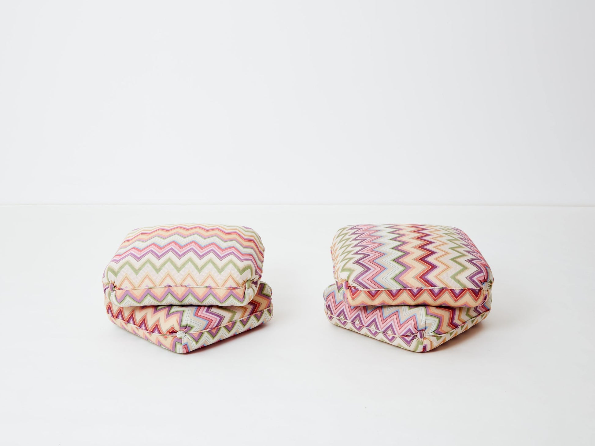 Jacques Charpentier for Maison Jansen Pair of Ottomans, Missoni Upholstery, 1970s Ottomans