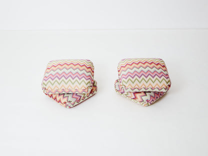Jacques Charpentier for Maison Jansen Pair of Ottomans, Missoni Upholstery, 1970s Ottomans