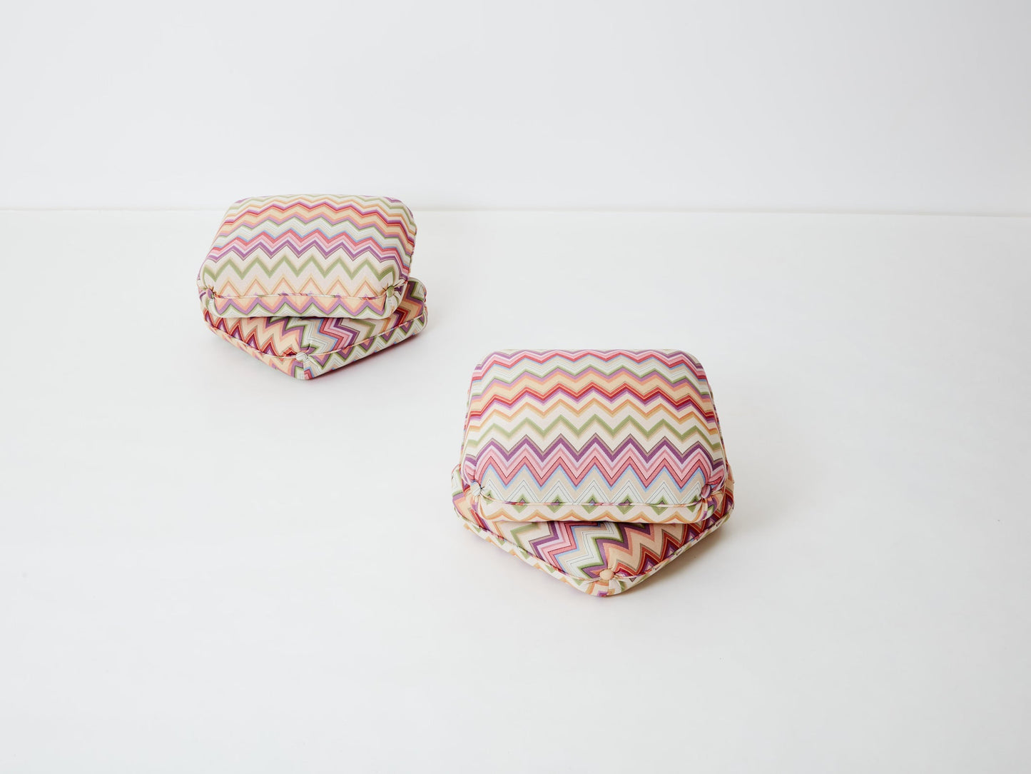 Jacques Charpentier for Maison Jansen Pair of Ottomans, Missoni Upholstery, 1970s Ottomans