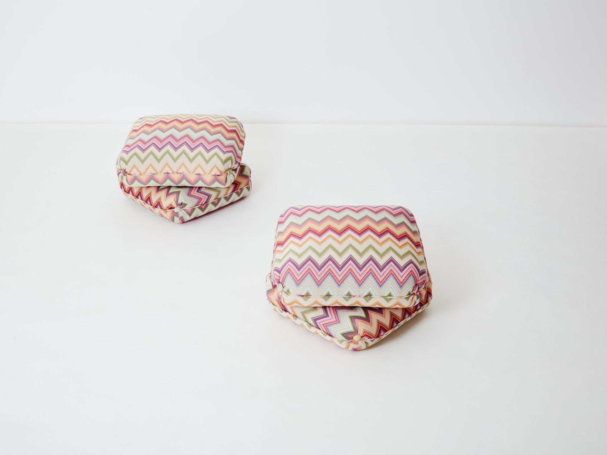 Jacques Charpentier for Maison Jansen Pair of Ottomans, Missoni Upholstery, 1970s Ottomans
