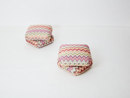Jacques Charpentier for Maison Jansen Pair of Ottomans, Missoni Upholstery, 1970s Ottomans