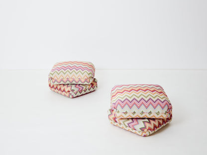 Jacques Charpentier for Maison Jansen Pair of Ottomans, Missoni Upholstery, 1970s Ottomans