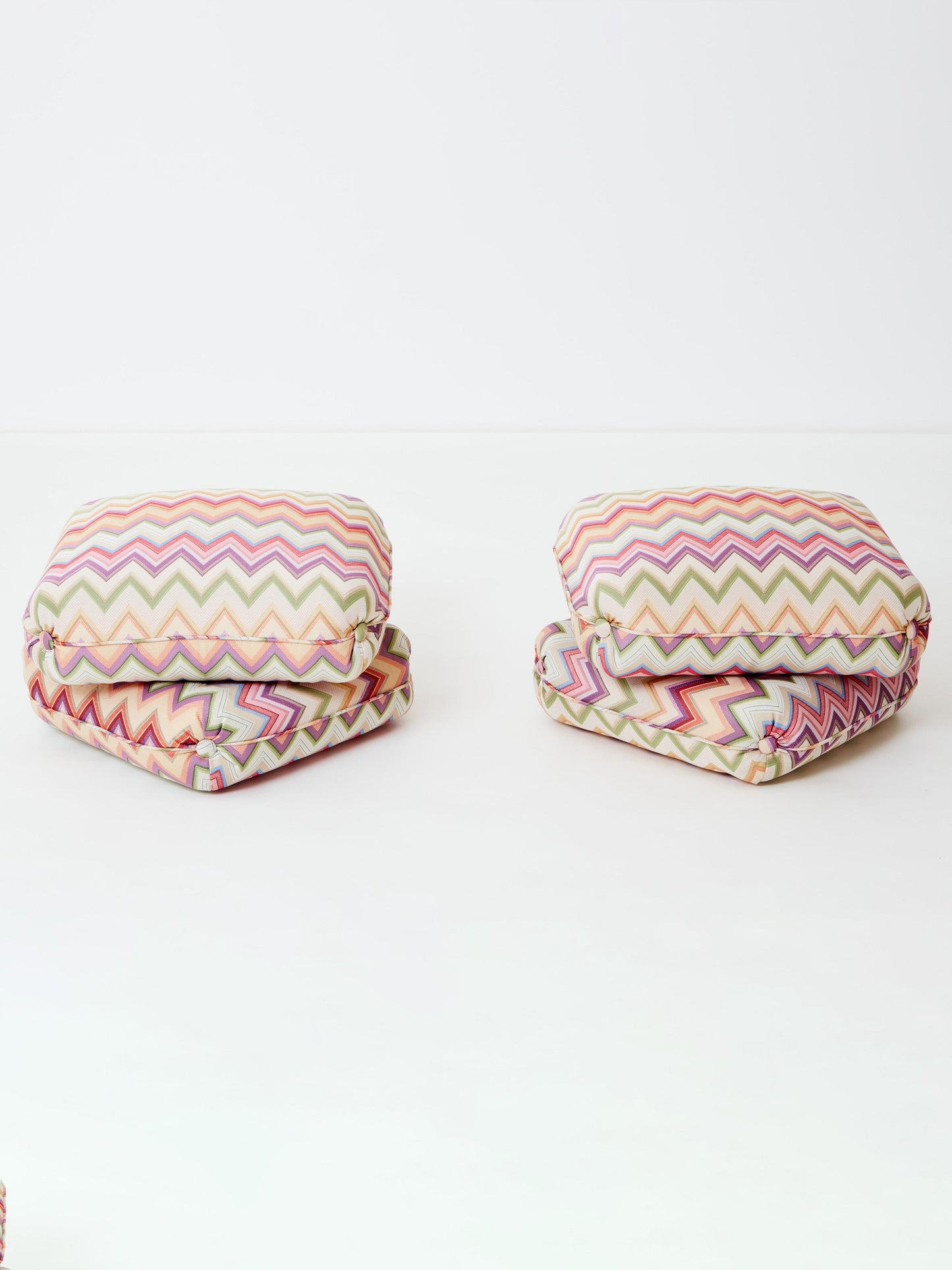 Jacques Charpentier for Maison Jansen Pair of Ottomans, Missoni Upholstery, 1970s Ottomans