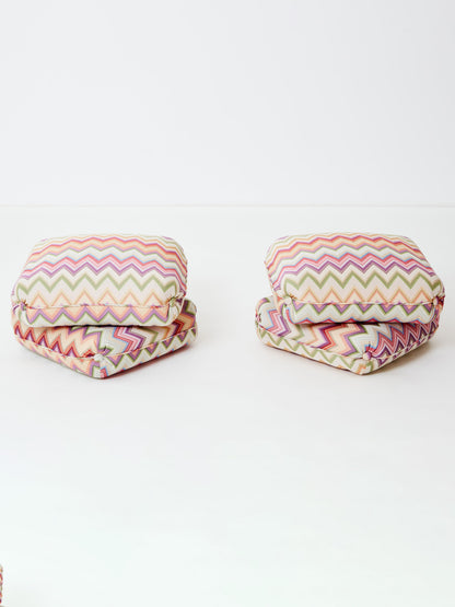 Jacques Charpentier for Maison Jansen Pair of Ottomans, Missoni Upholstery, 1970s Ottomans
