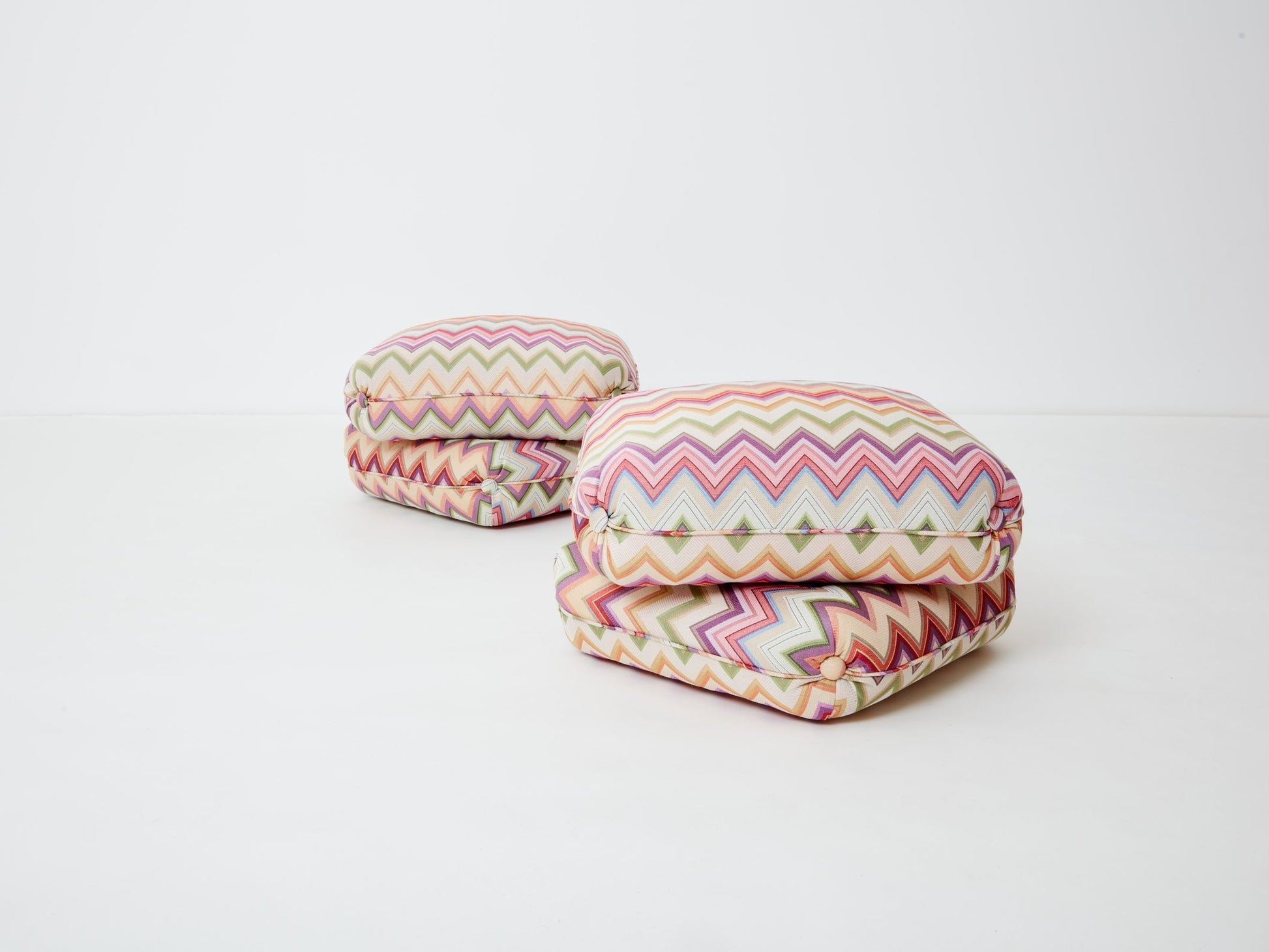 Jacques Charpentier for Maison Jansen Pair of Ottomans, Missoni Upholstery, 1970s Ottomans