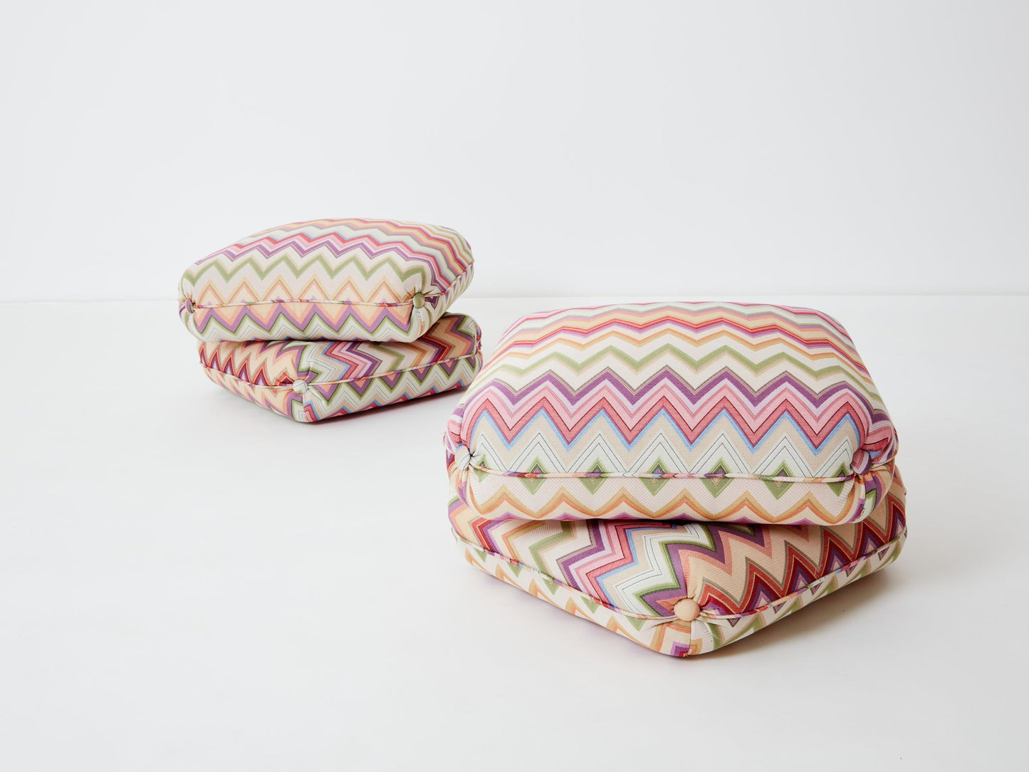 Jacques Charpentier for Maison Jansen Pair of Ottomans, Missoni Upholstery, 1970s Ottomans
