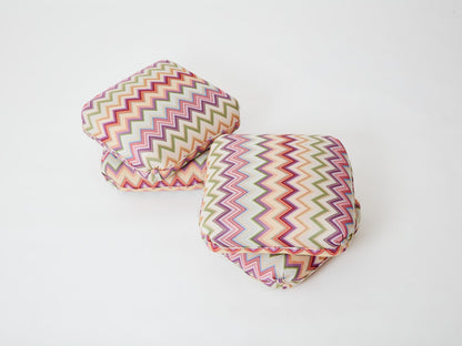 Jacques Charpentier for Maison Jansen Pair of Ottomans, Missoni Upholstery, 1970s Ottomans