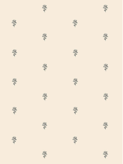 Juliette Blossom Bouquet Grasscloth  Wallpaper in Smoke and Lace