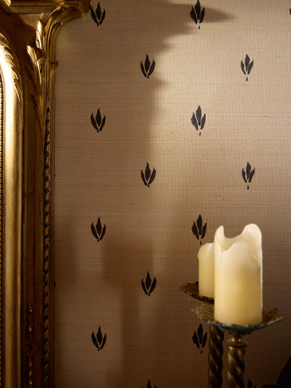 Juliette Fleur Sauvage Grasscloth  Wallpaper in Mist and Midnight