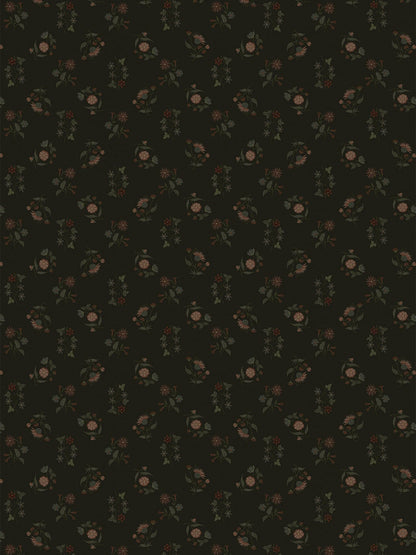 Juliette Floral Cascade Grasscloth  Wallpaper in Velvet Void