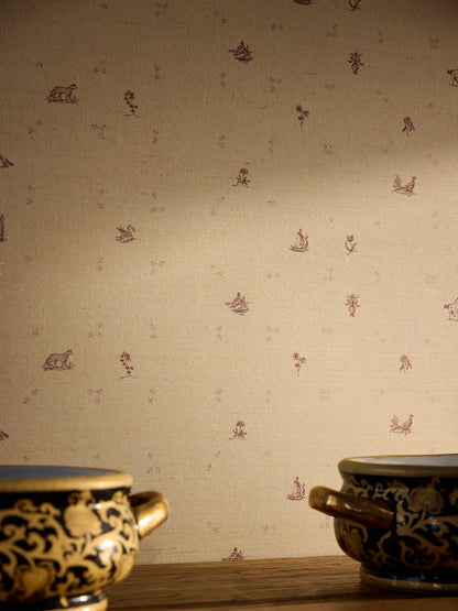 Juliette Hinterbloom Grasscloth  Wallpaper in Misty Taupe