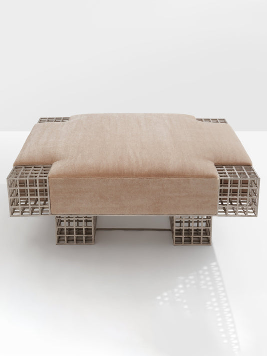 Large Bench Ottoman by Carla Sozzani in Milan Mohair Velvet, 1990s Benches