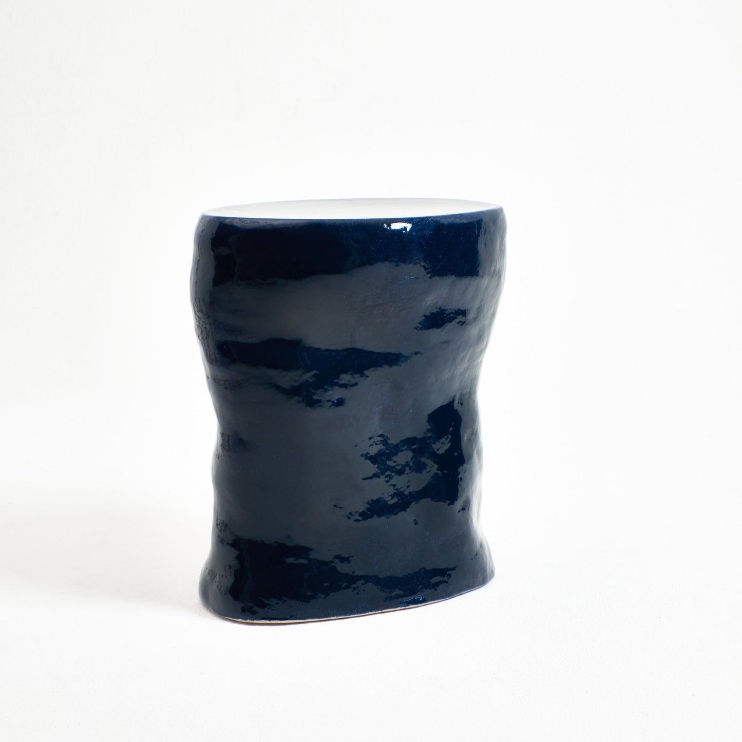 Large Ceramic Side Table in Navy End Tables