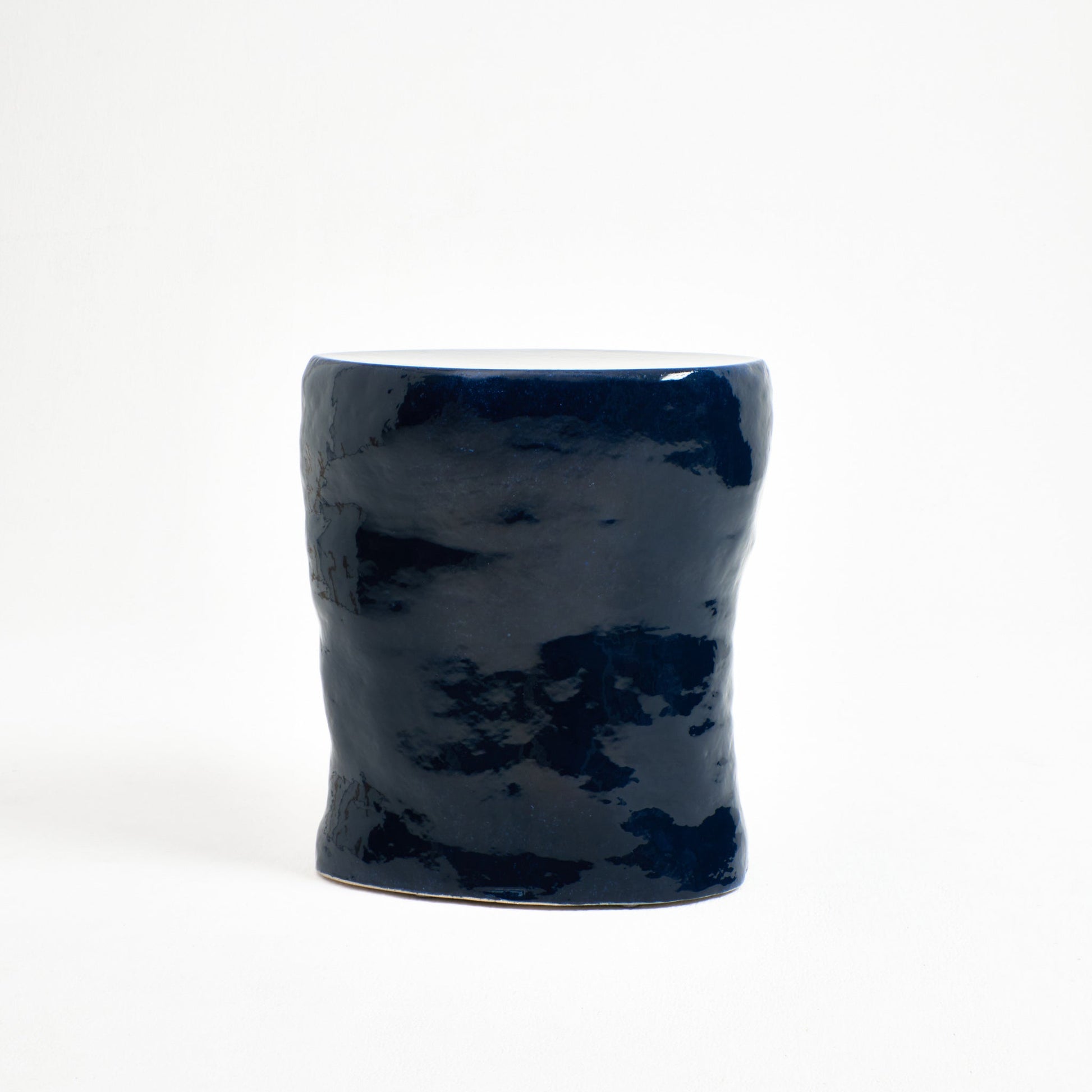 Large Ceramic Side Table in Navy End Tables