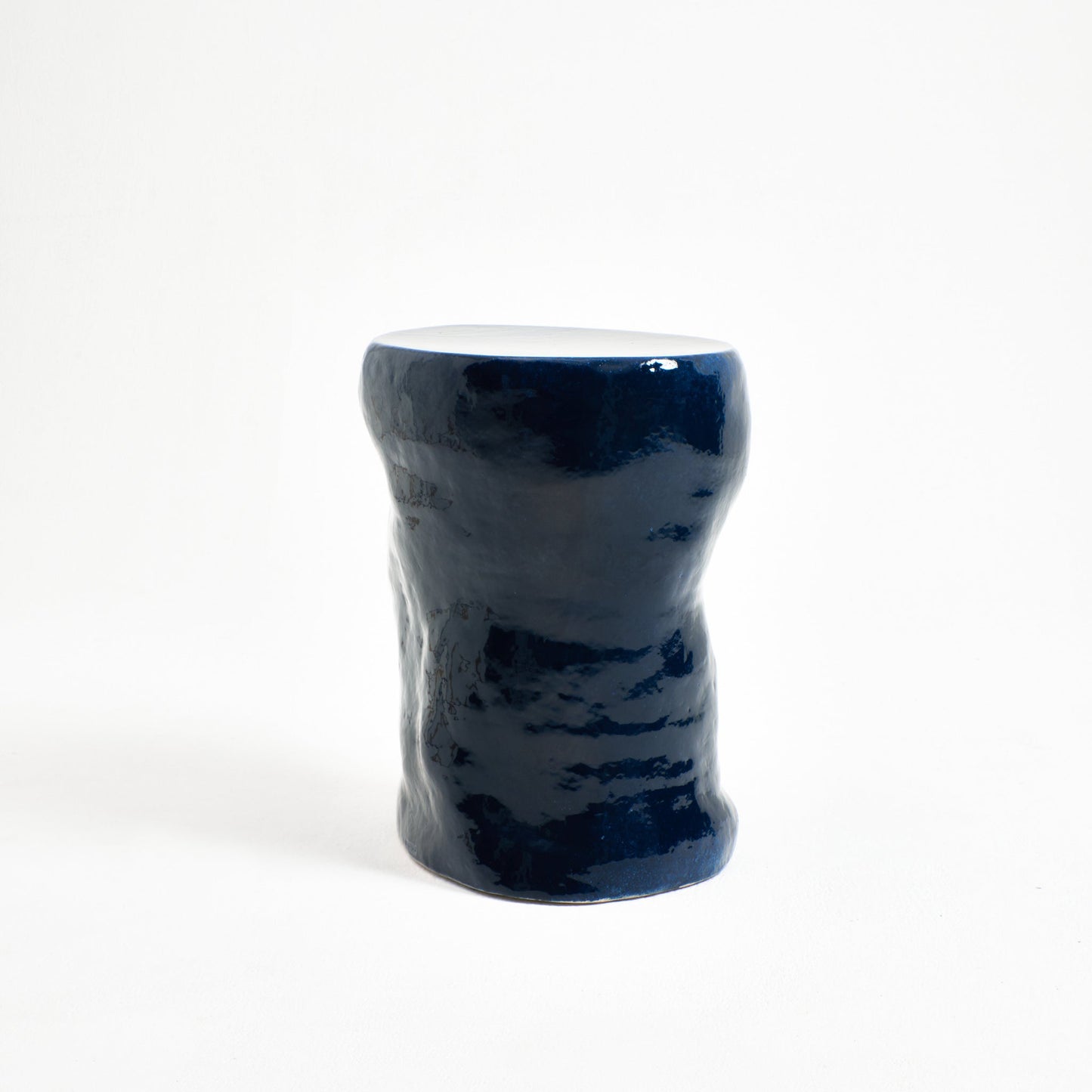 Large Ceramic Side Table in Navy End Tables