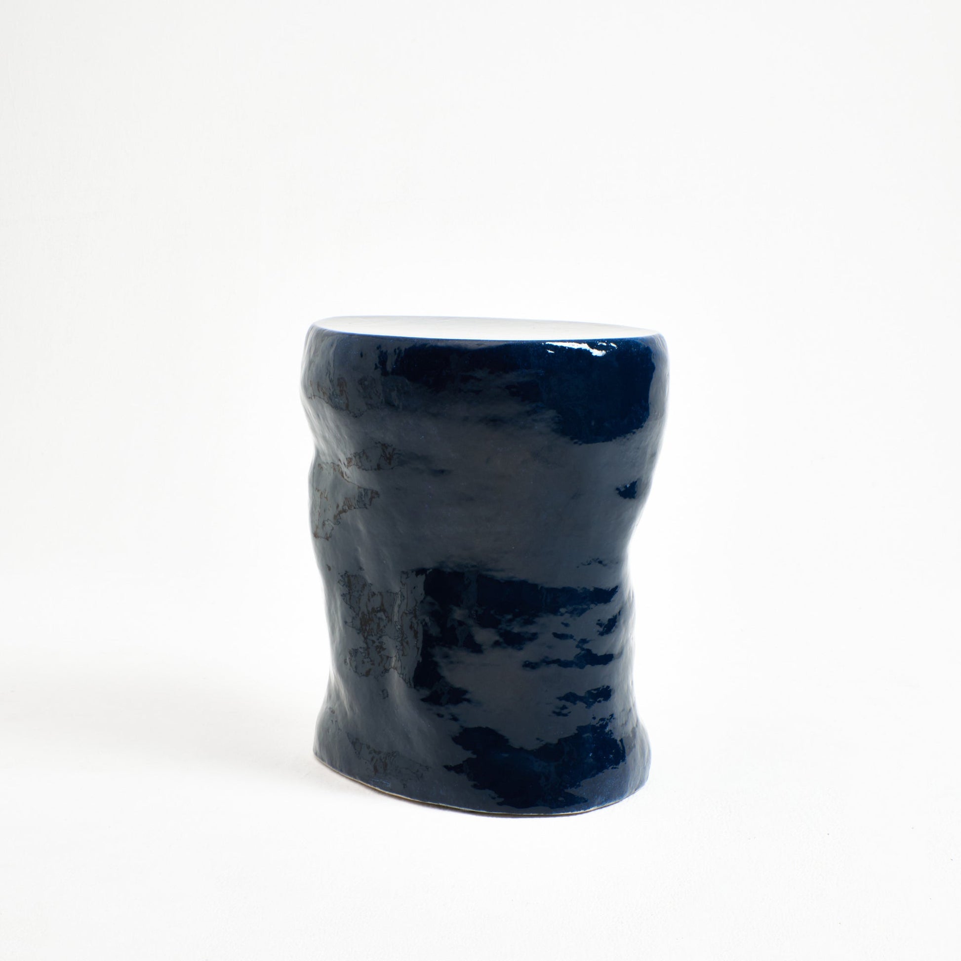 Large Ceramic Side Table in Navy End Tables