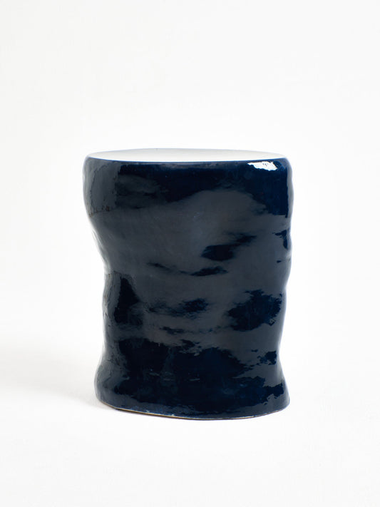 Large Ceramic Side Table in Navy End Tables